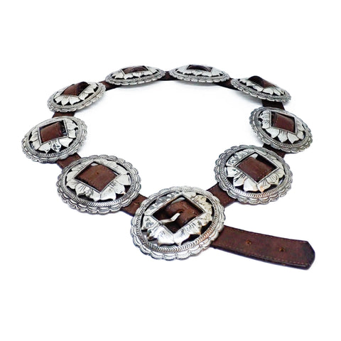 Vintage BRIGHTON Southwestern Navajo 1st Phase Inspired Sunflower Concho Belt