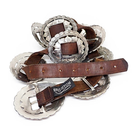 Vintage BRIGHTON Southwestern Navajo 1st Phase Inspired Sunflower Concho Belt