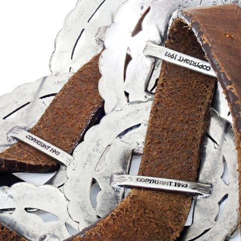 Vintage BRIGHTON Southwestern Navajo 1st Phase Inspired Sunflower Concho Belt