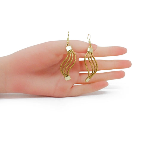 Boho-Chic Golden Grass & Eco-Friendly Turquoise Bead Necklace & Earrings Set