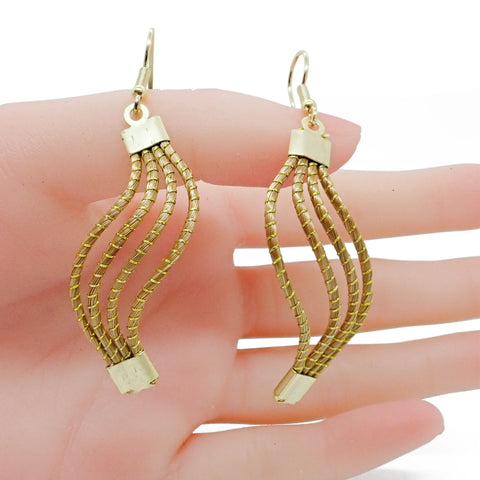 Boho-Chic Golden Grass & Eco-Friendly Turquoise Bead Necklace & Earrings Set