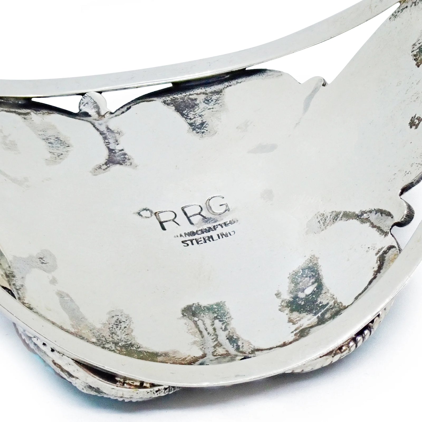 Handcrafted Boho-Chic Webbed Turquoise Cluster Sterling Silver Cuff Bracelet by R. & R. GLODOVE