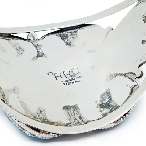 Handcrafted Boho-Chic Webbed Turquoise Cluster Sterling Silver Cuff Bracelet by GLODOVE