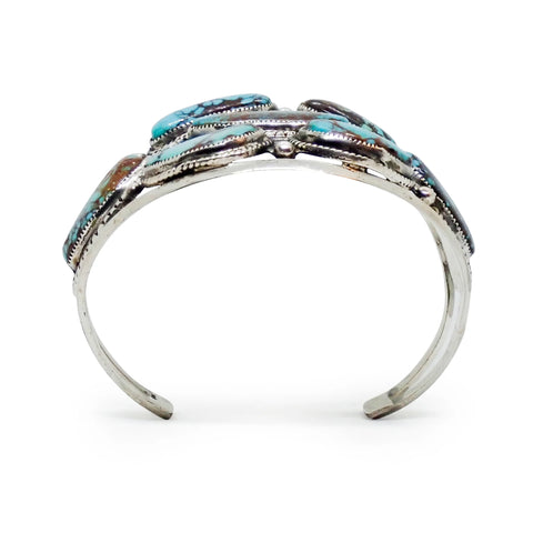 Handcrafted Boho-Chic Webbed Turquoise Cluster Sterling Silver Cuff Bracelet by GLODOVE