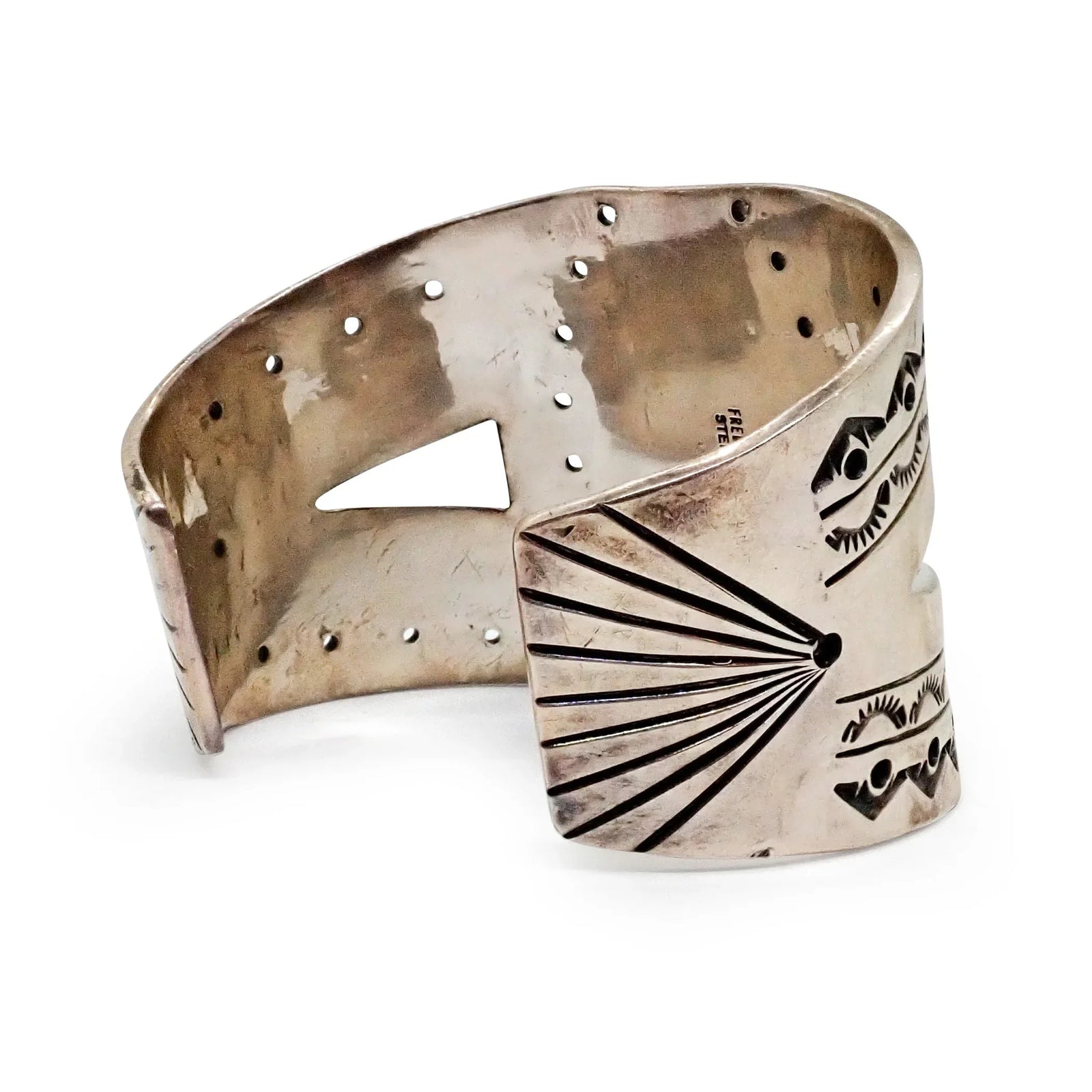139-Gram Native American Navajo Pilot Mountain Turquoise Sterling Silver Cuff Bracelet by F. GUERRO