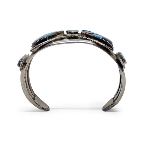 Native American Navajo Multi-Stone Butterfly Inlay Sterling Silver Cuff Bracelet by BAHE