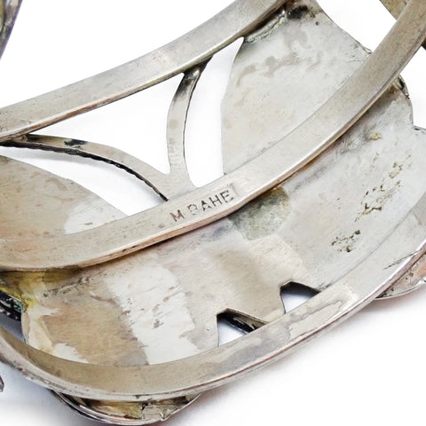 Native American Navajo Multi-Stone Butterfly Inlay Sterling Silver Cuff Bracelet by BAHE