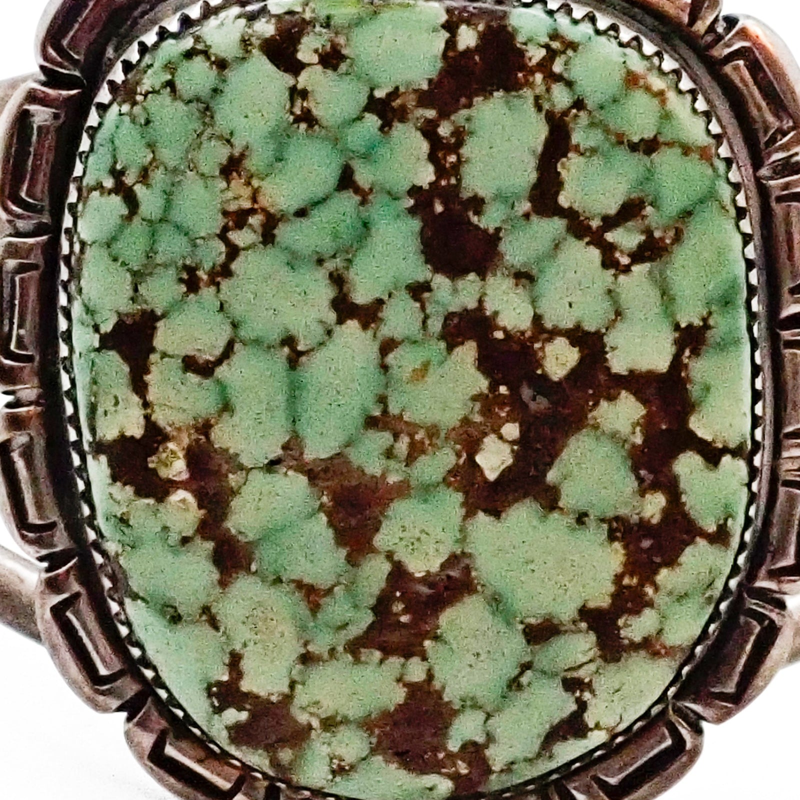 Navajo Spiderweb Indian Mountain Turquoise Sterling Silver Cuff Bracelet by G. DAMON