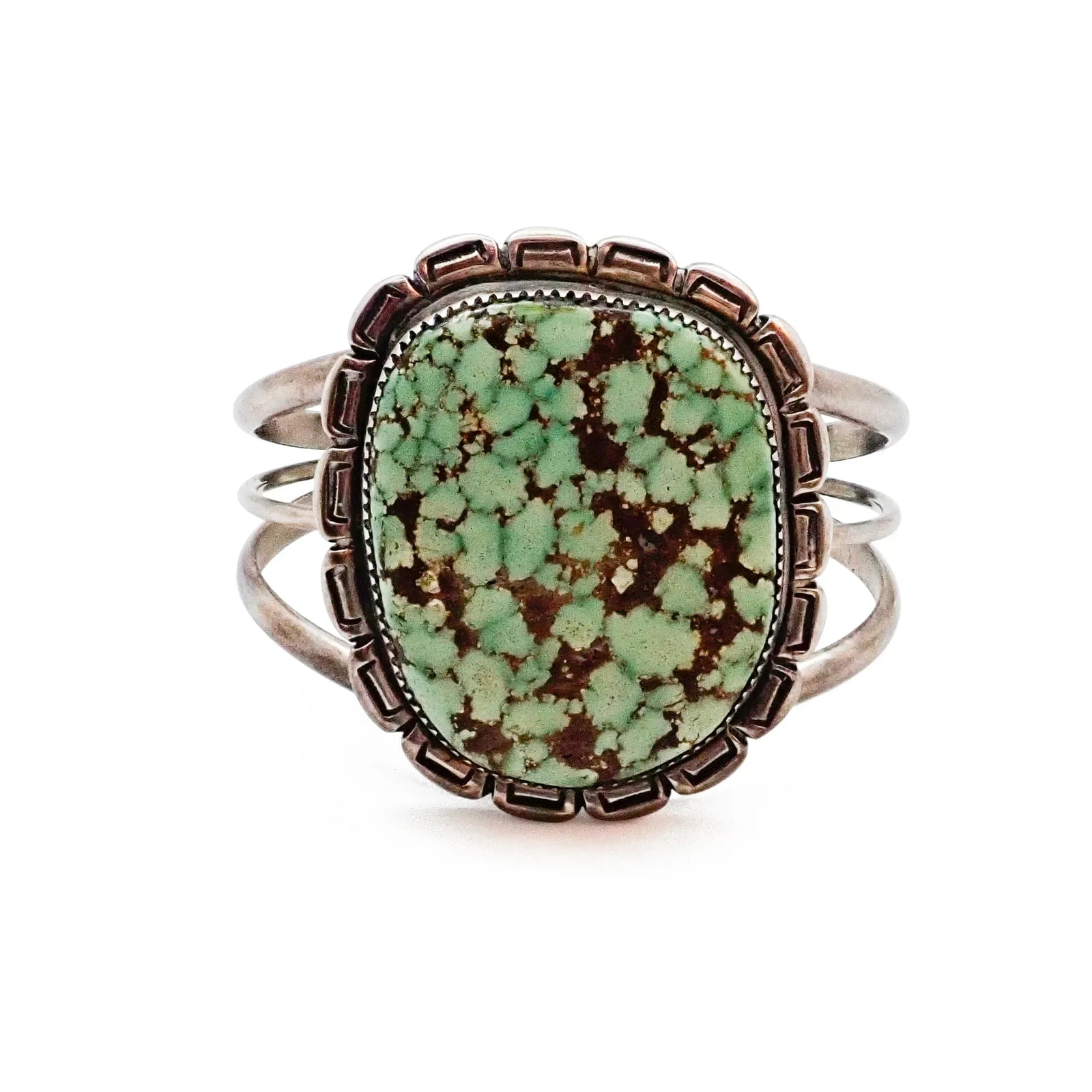Navajo Spiderweb Indian Mountain Turquoise Sterling Silver Cuff Bracelet by G. DAMON