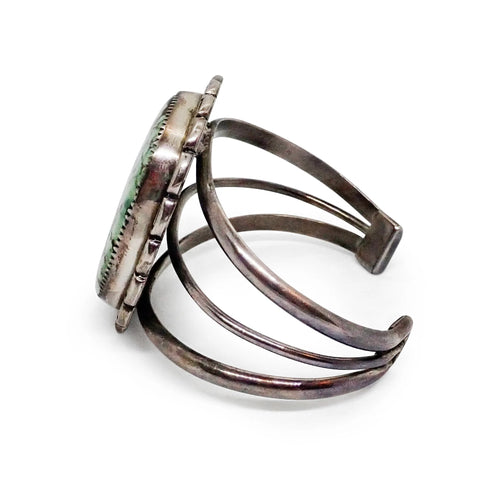 Native American Navajo Carico Lake Turquoise Sterling Silver Cuff Bracelet by DAMON