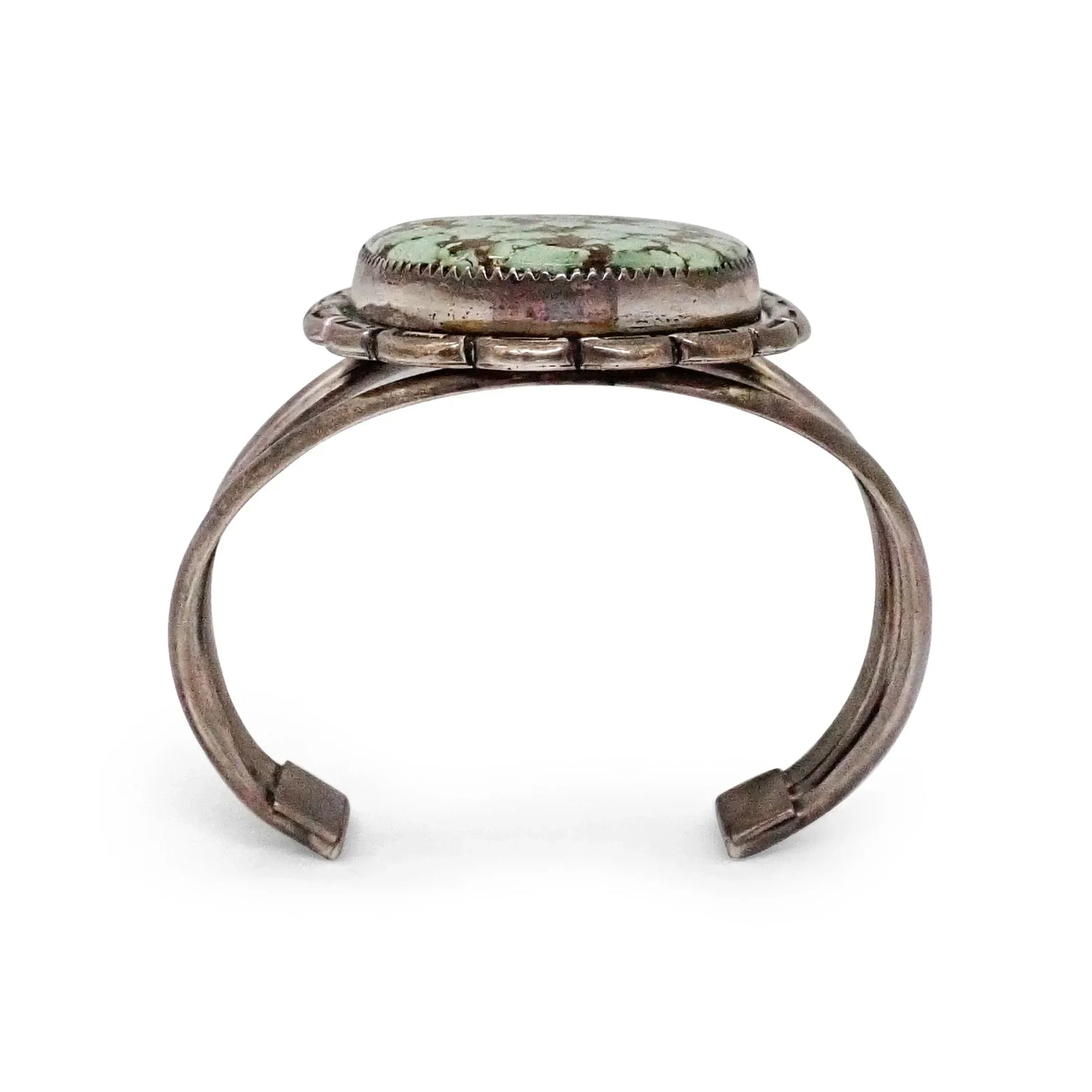 Navajo Spiderweb Indian Mountain Turquoise Sterling Silver Cuff Bracelet by G. DAMON