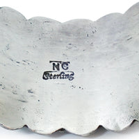 Native American Navajo Turquoise Butterfly Cluster Stamped Sterling Silver Cuff Bracelet by CUSTER