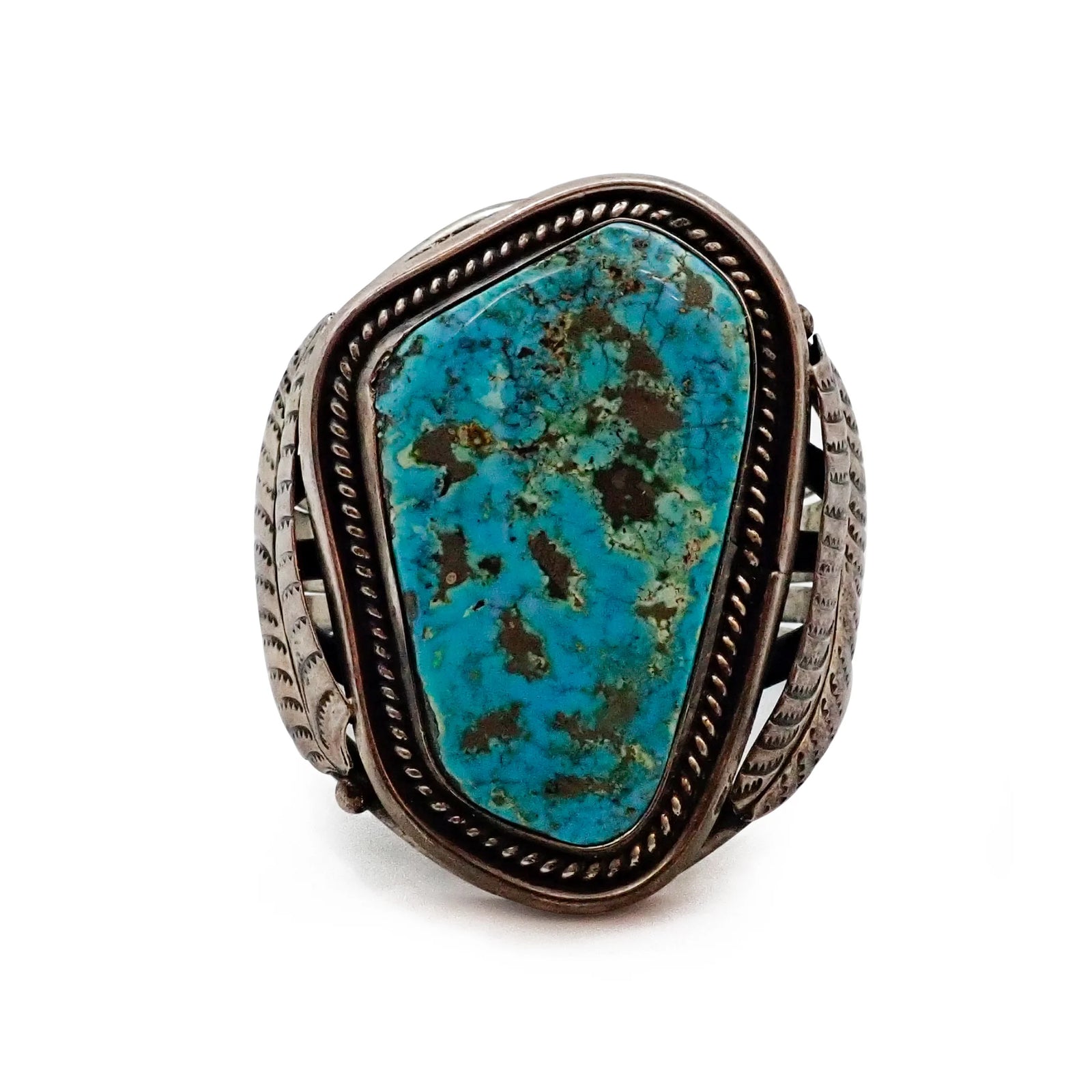 Vintage Native American Navajo Morenci Turquoise Sterling Silver Cuff Bracelet