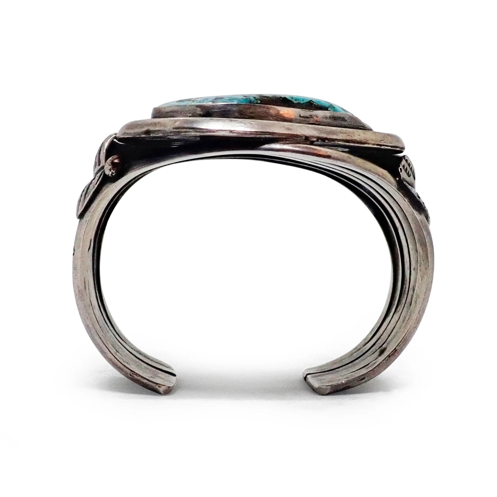 Vintage Native American Navajo Morenci Turquoise Sterling Silver Cuff Bracelet