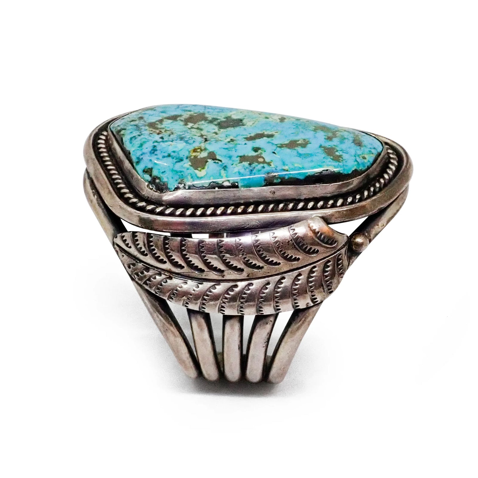 Vintage Native American Navajo Morenci Turquoise Sterling Silver Cuff Bracelet