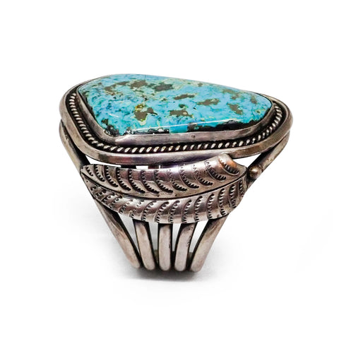 Vintage Native American Navajo Morenci Turquoise Sterling Silver Cuff Bracelet
