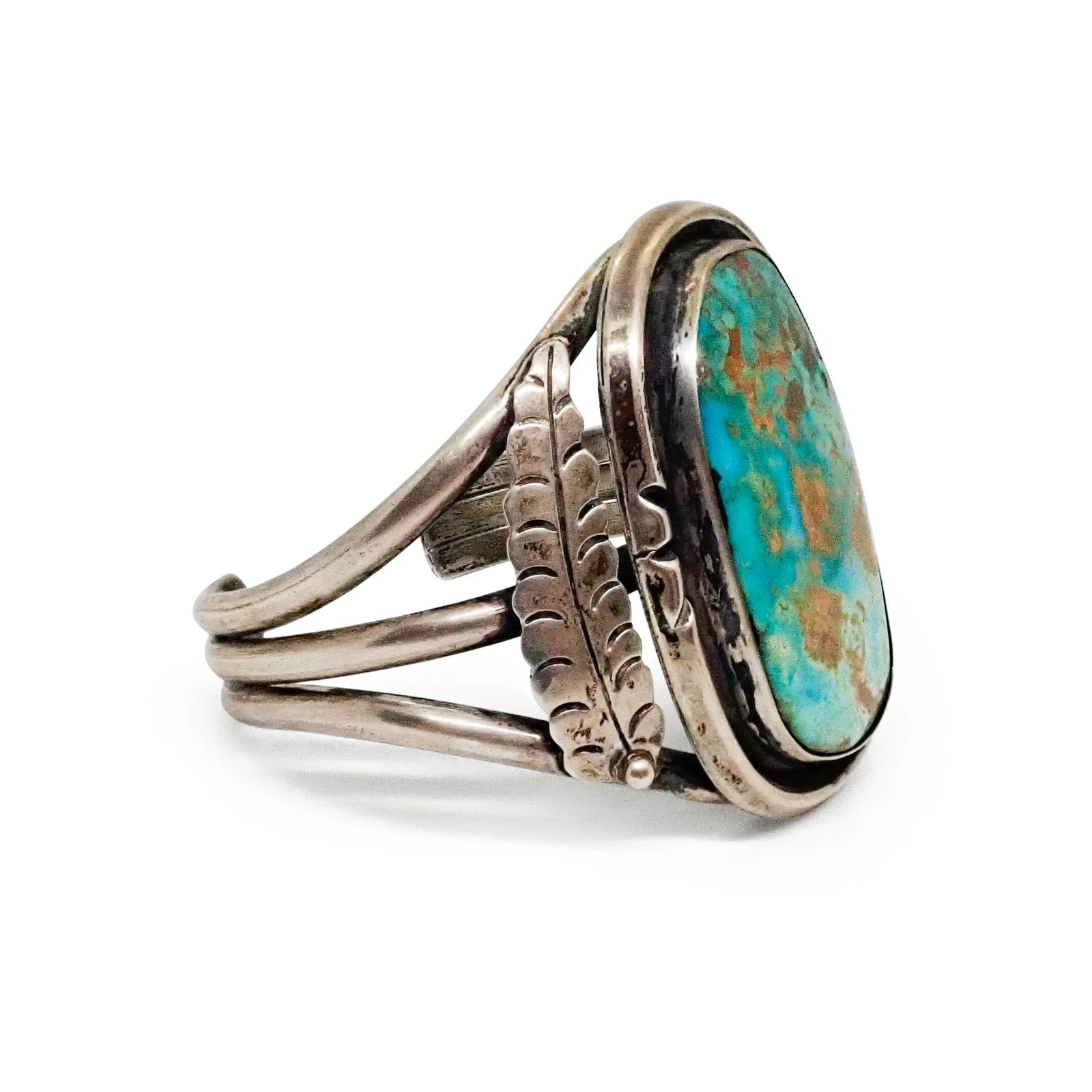 Vintage Native American Navajo Nevada Turquoise Sterling Silver Cuff Bracelet