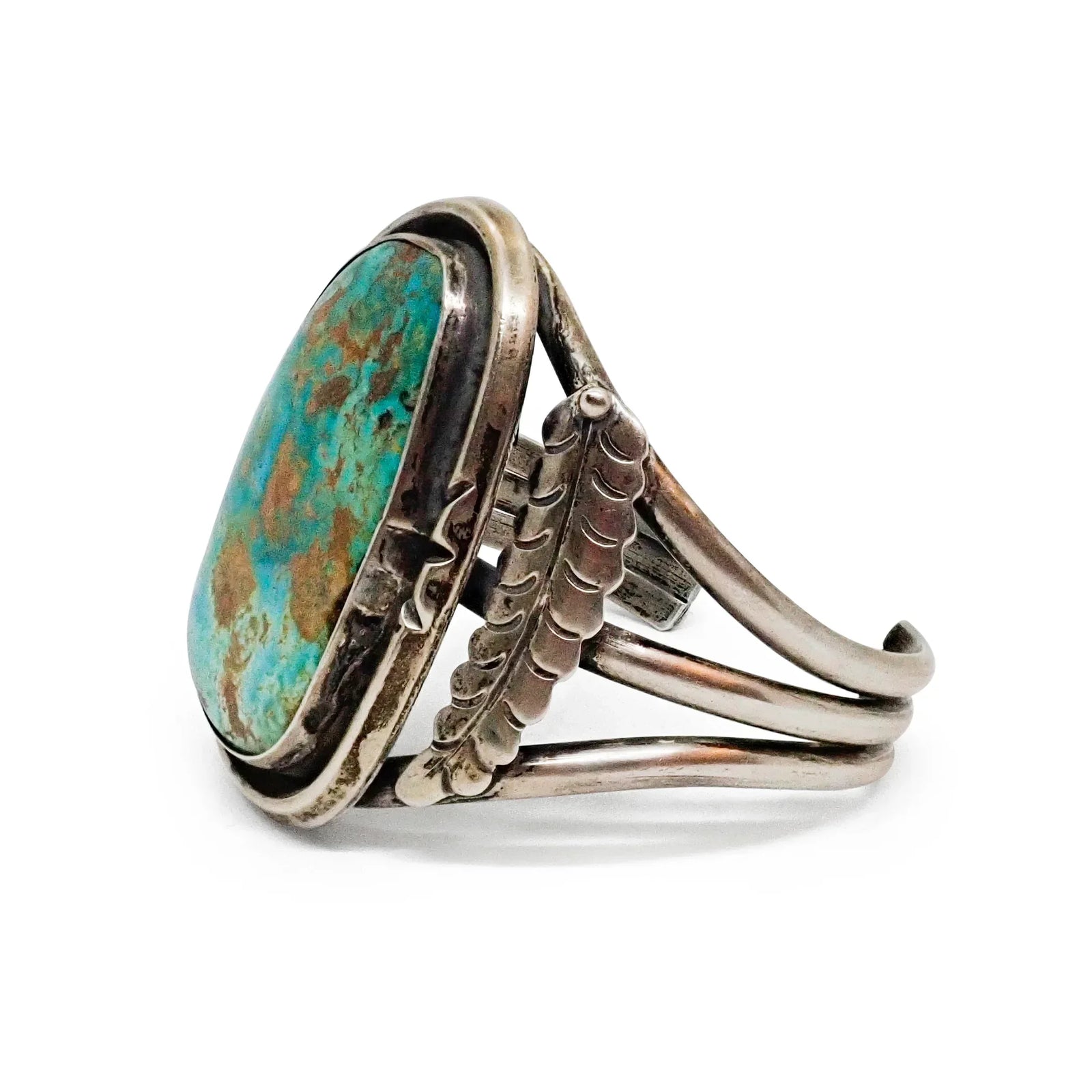 Vintage Native American Navajo Nevada Turquoise Sterling Silver Cuff Bracelet