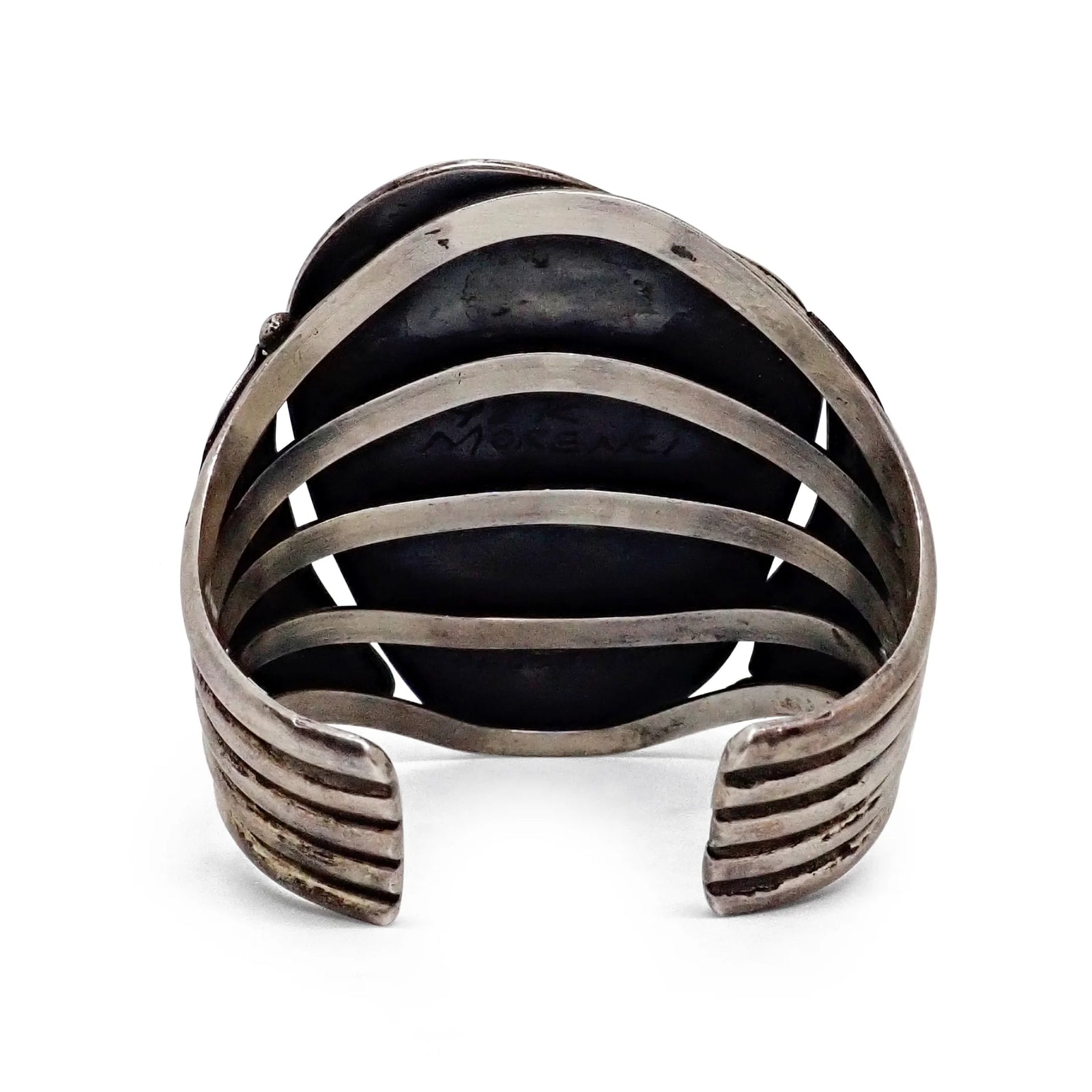 Vintage Native American Navajo Morenci Turquoise Sterling Silver Cuff Bracelet