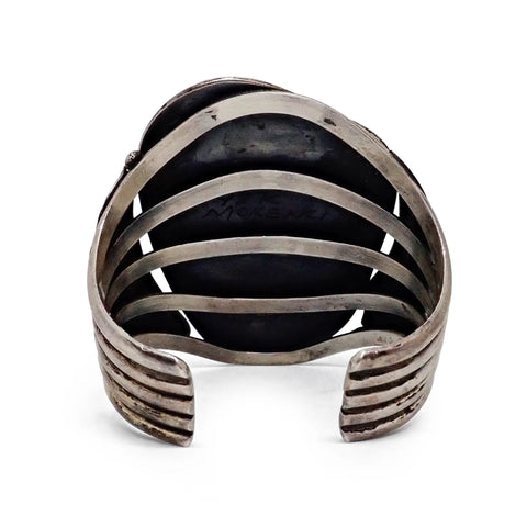 Vintage Native American Navajo Morenci Turquoise Sterling Silver Cuff Bracelet