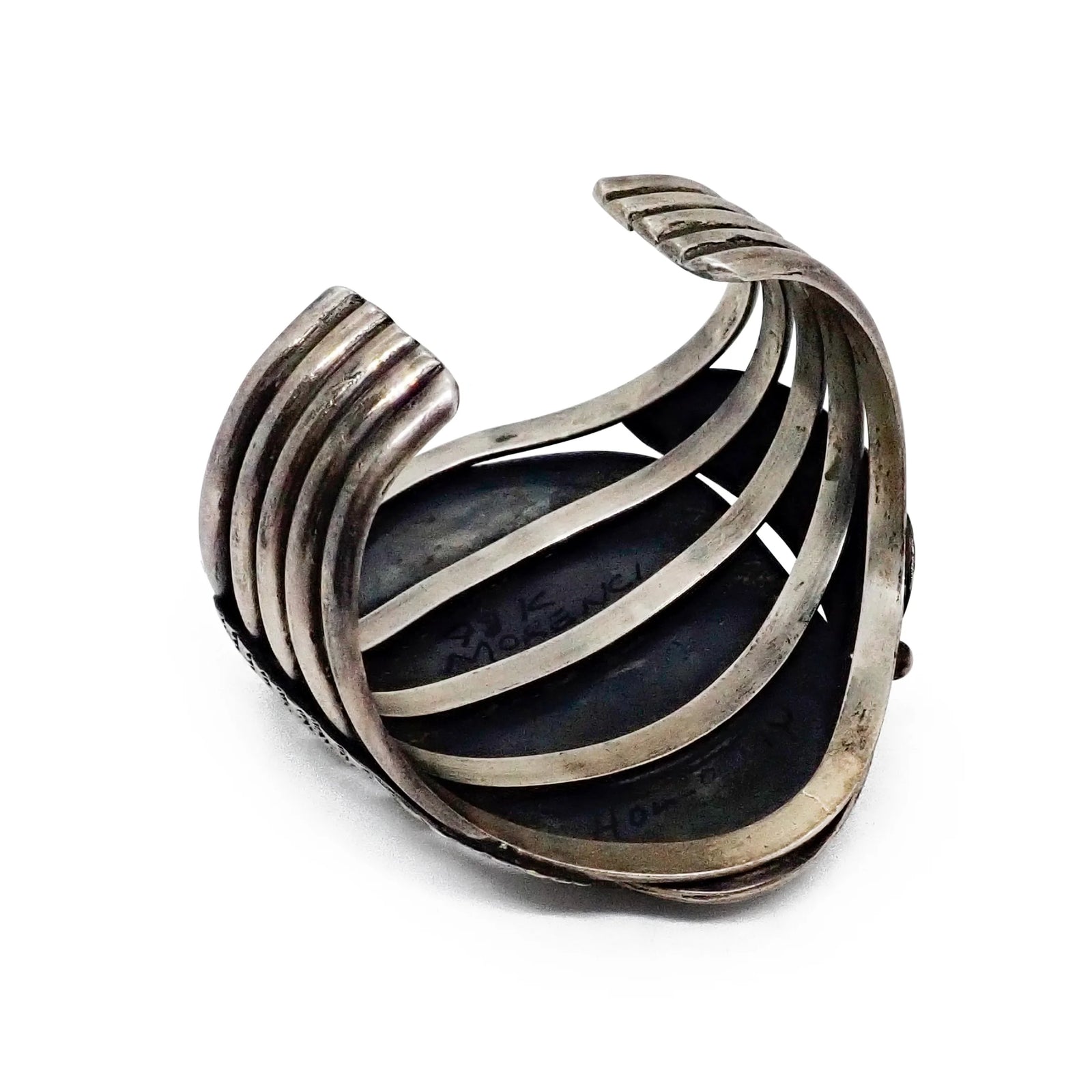 Vintage Native American Navajo Morenci Turquoise Sterling Silver Cuff Bracelet