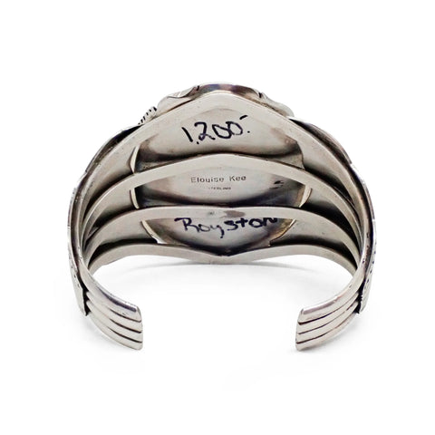 Native American Navajo Dark Green Royston Turquoise Sterling Silver Cuff Bracelet by KEE