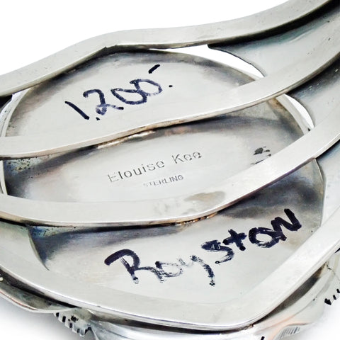 Native American Navajo Dark Green Royston Turquoise Sterling Silver Cuff Bracelet by KEE