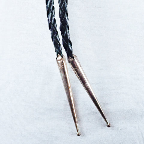 Native American Bear Claws Sleeping Beauty Turquoise & Coral Sterling Silver Sand Cast Bear Bolo Tie by E. SAM