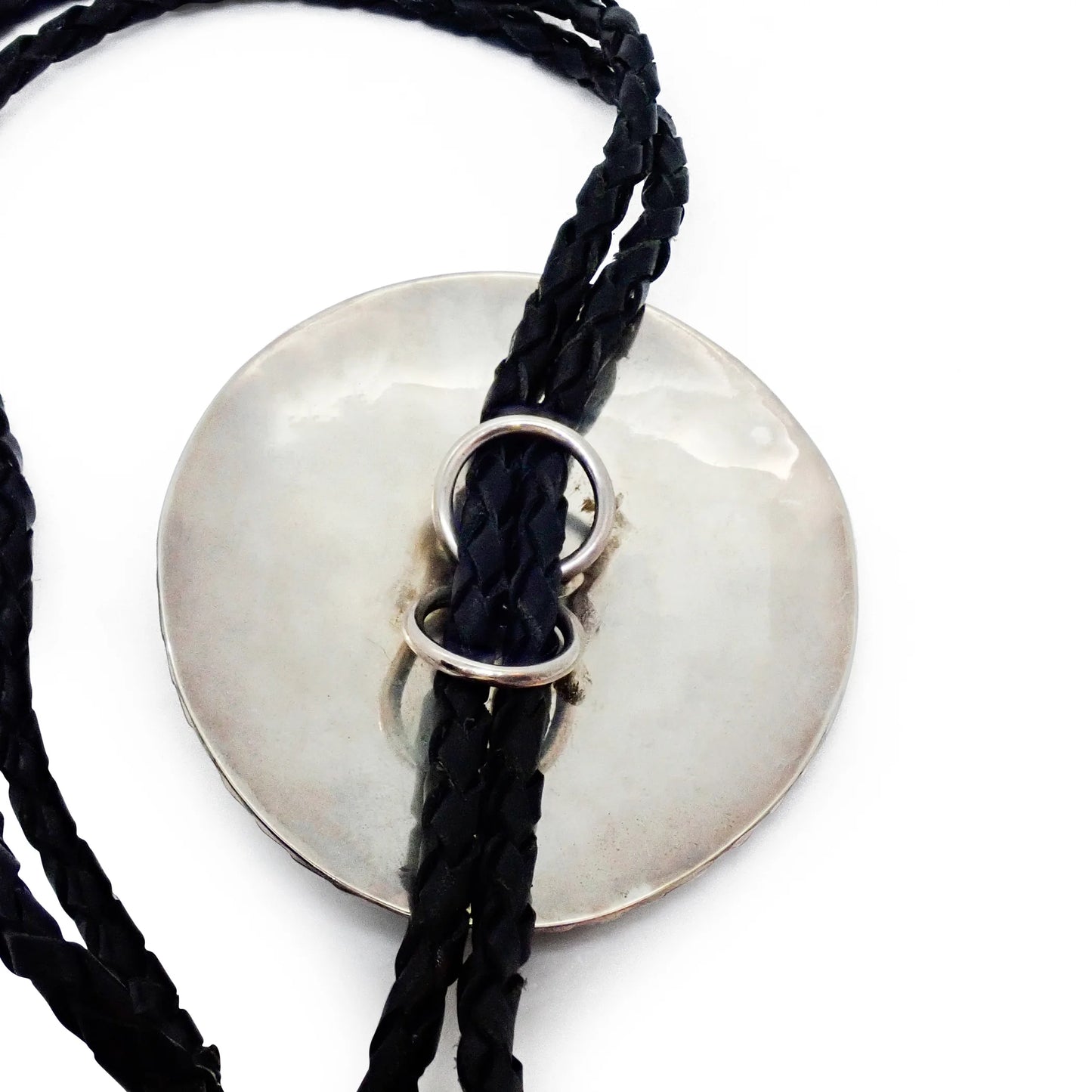 Native American Bear Claws Sleeping Beauty Turquoise & Coral Sterling Silver Sand Cast Bear Bolo Tie by E. SAM