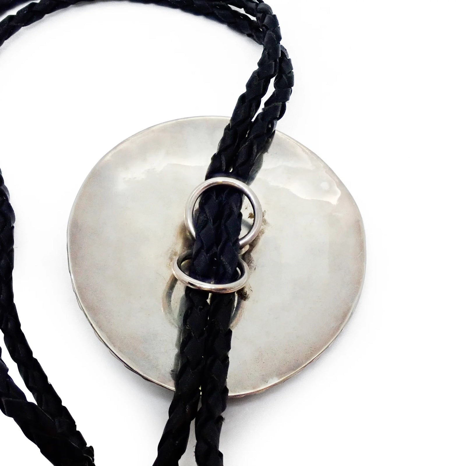 Native American Bear Claws Sleeping Beauty Turquoise & Coral Sterling Silver Sand Cast Bear Bolo Tie by E. SAM