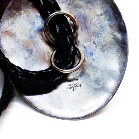 Native American Bear Claws Sleeping Beauty Turquoise & Coral Sterling Silver Sand Cast Bear Bolo Tie by E. SAM