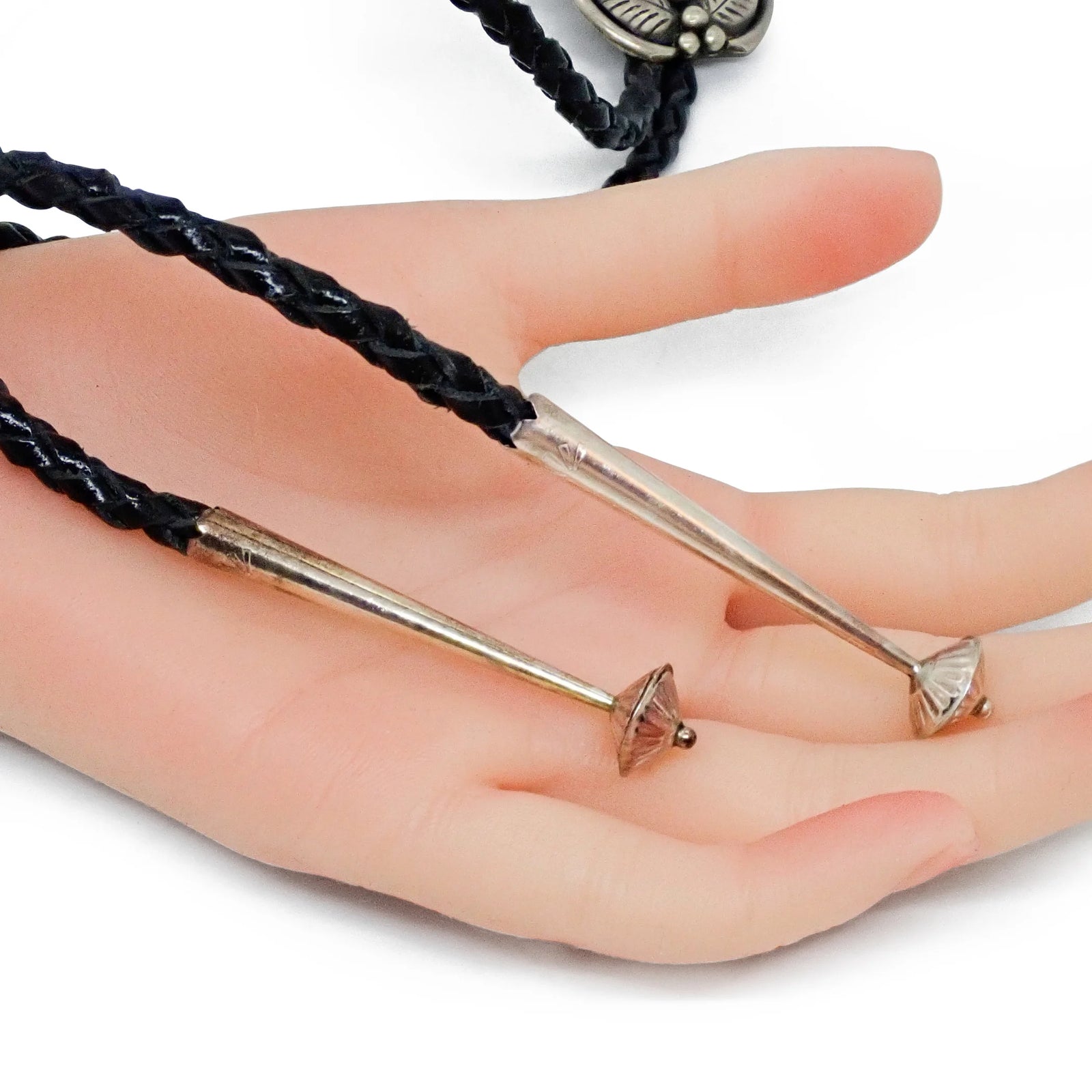 Native American Navajo Sleeping Beauty Turquoise & Bear Claw Sterling Silver Bolo Tie