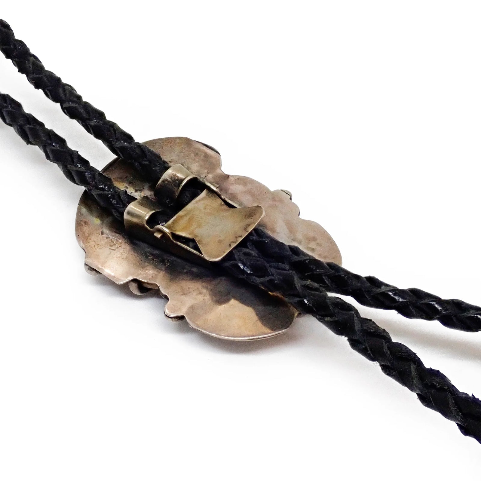 Native American Navajo Sleeping Beauty Turquoise & Bear Claw Sterling Silver Bolo Tie