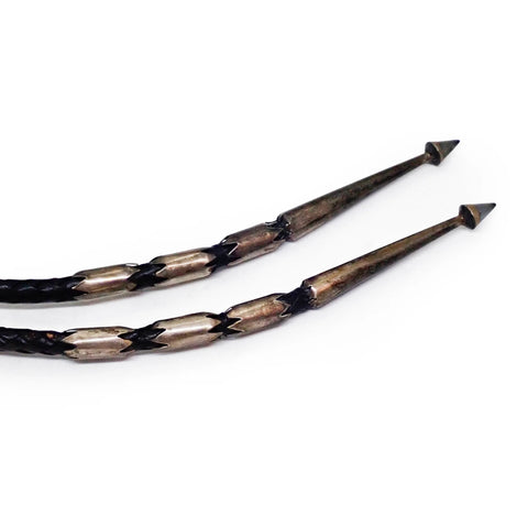 1970's Southwestern Blue Gem Turquoise & Coral Sterling Silver Eagle Dancer Kachina Bolo Tie by K. JOHNSON