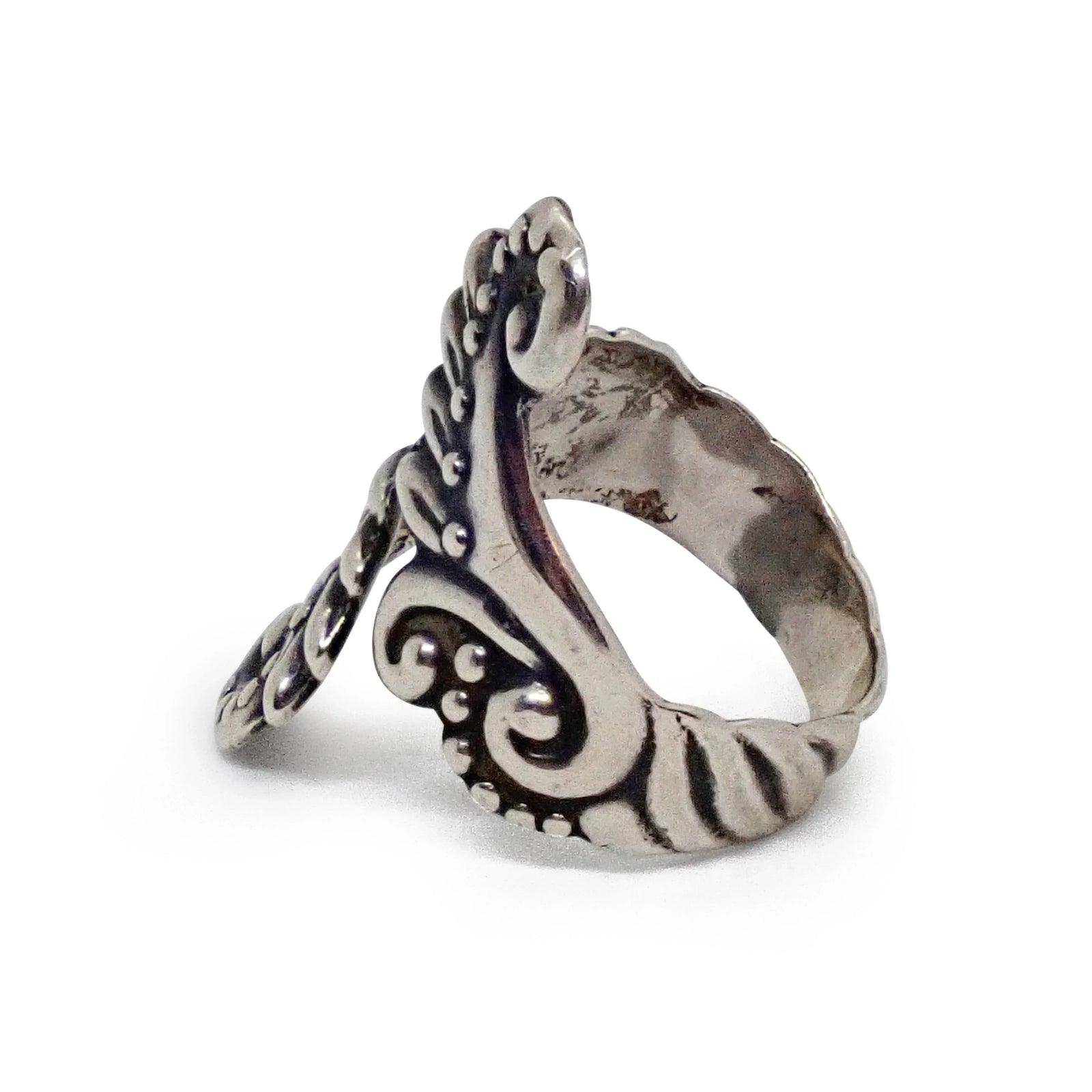 1950s TAXCO Sterling Silver Fern Motif Hinged Clamper Bracelet & Ring Set