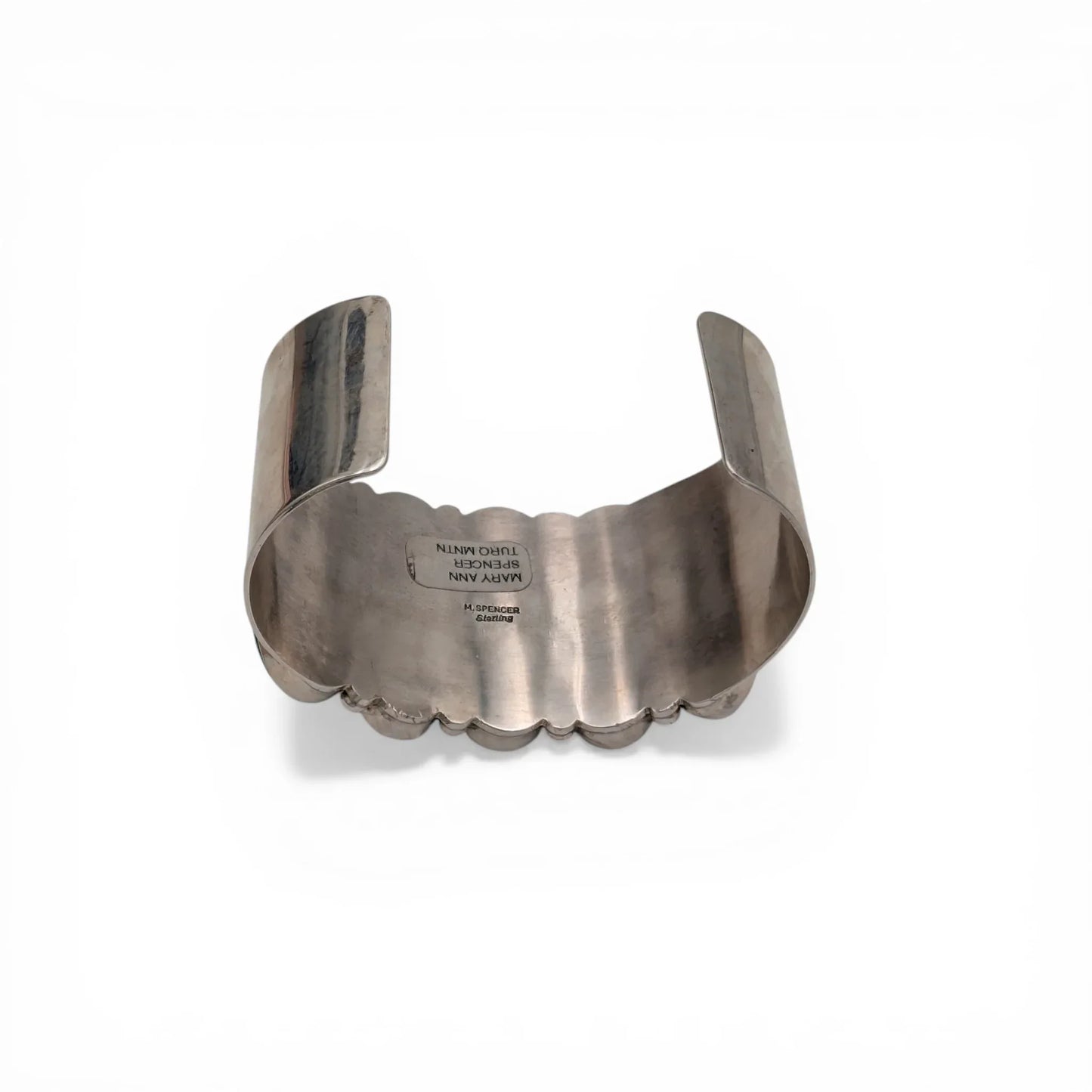Natural Turquoise Mountain Spiderweb Cluster Sterling Silver Navajo Cuff Bracelet by M. SPENCER