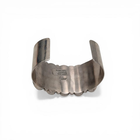 Natural Turquoise Mountain Spiderweb Cluster Sterling Silver Navajo Cuff Bracelet by M. SPENCER